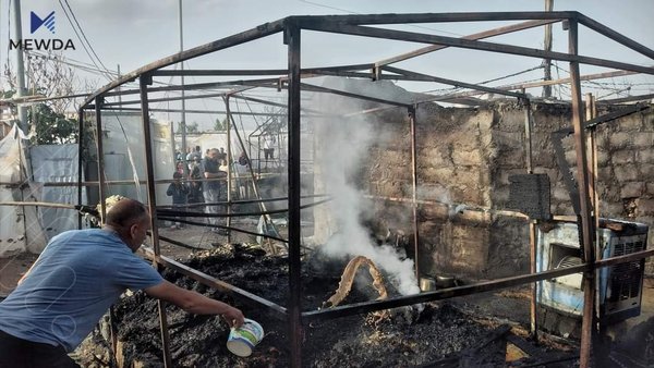 رووداوێکی ئاگرکەوتنەوە لە یەکێک لە کامپی ئاوارەکان روویدا