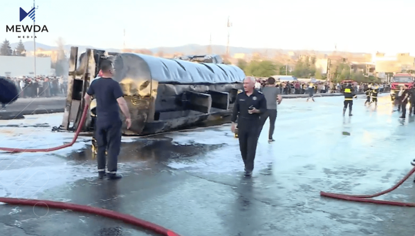 بەهۆی ئاگرگرتنی تانکەرێکەوە شەقامێکی سەرەکی سلێمانی داخرا